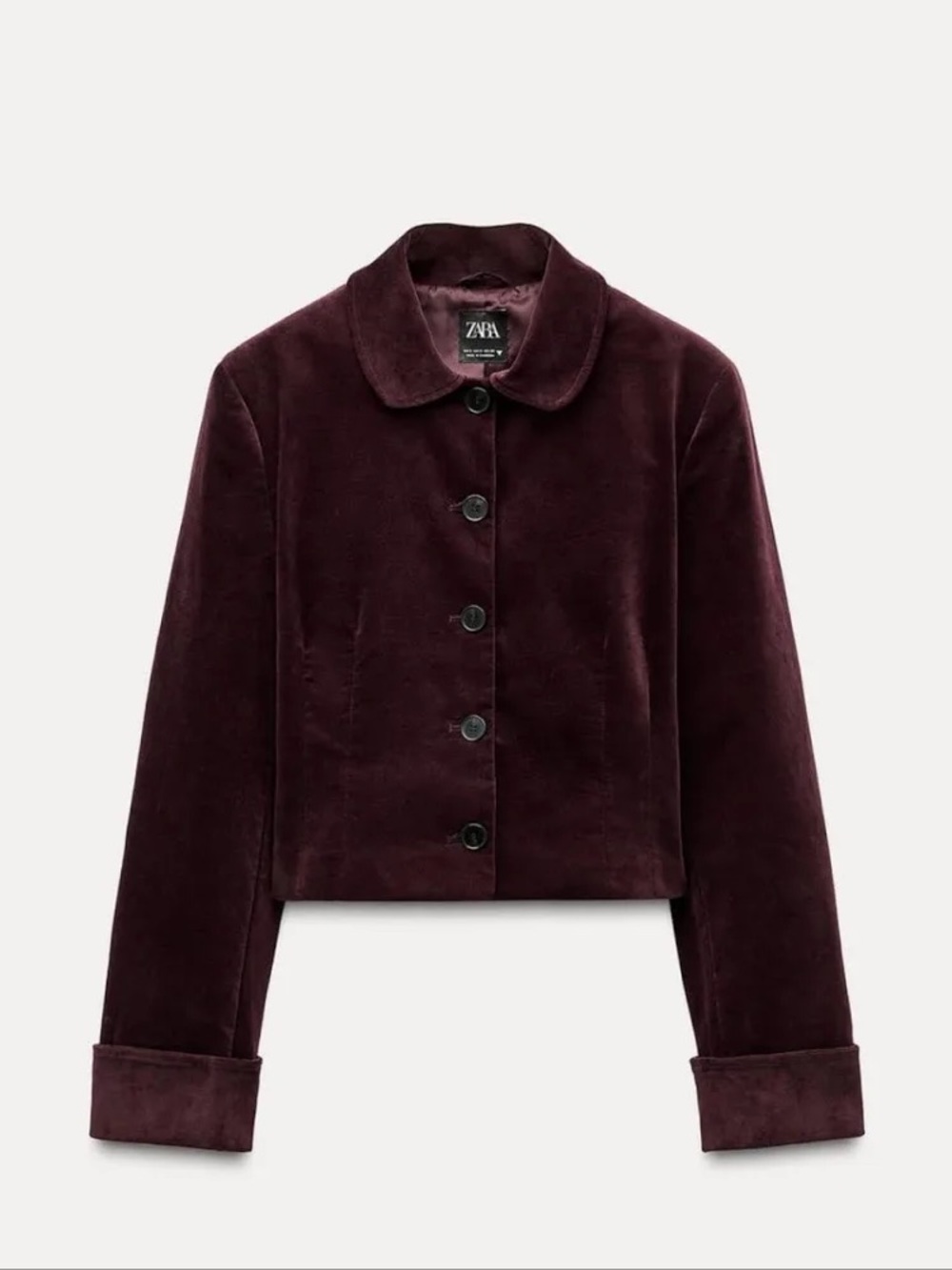 Zara Women's Velvet Button-Front Jacket in Burgundy